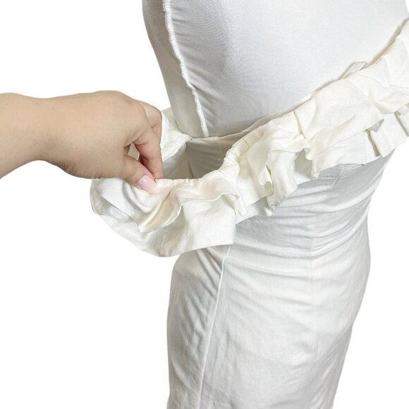 By The Way. New  Off Shoulder Linen Mini Dress Women’s XS Neutral Ruffle - Picture 5 of 10